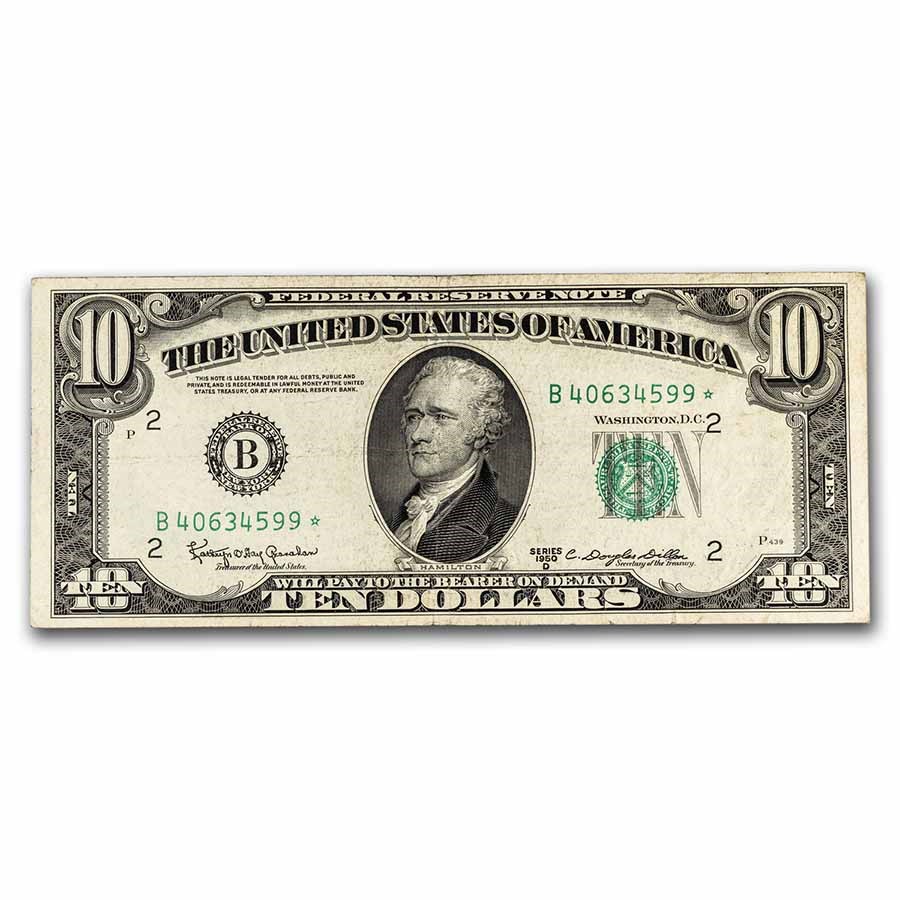 1950-D* (B-New York) $10 FRN XF (Fr#2014-B*) Star Note