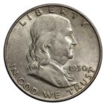 1950-D Franklin Half Dollar 20-Coin Roll AU
