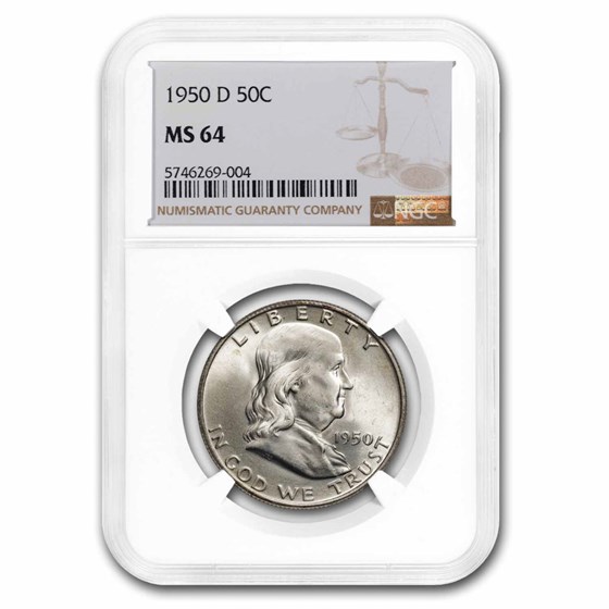 1950-D Franklin Half Dollar MS-64 NGC 1950-D Franklin Half Dollar MS-64 NGC