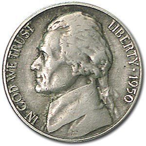 1950-D Jefferson Nickel Good-Xf 1950-D Jefferson Nickel Good-Xf