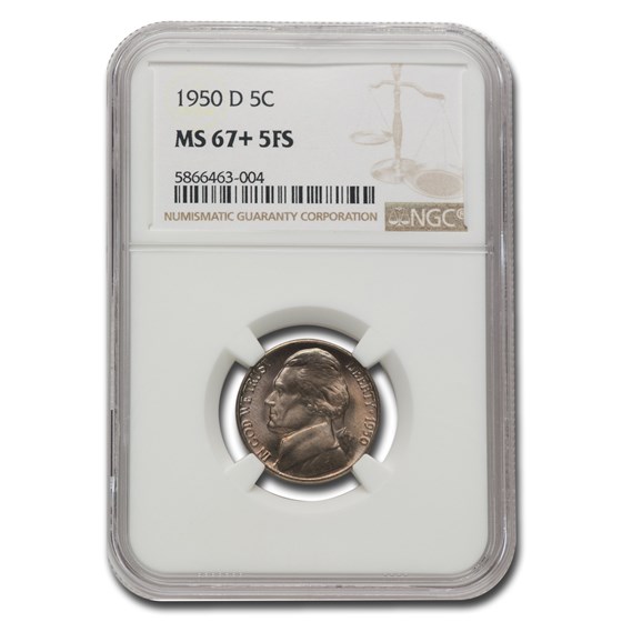 1950-D Jefferson Nickel MS-67+ NGC (FS) 1950-D Jefferson Nickel MS-67+ NGC (FS)