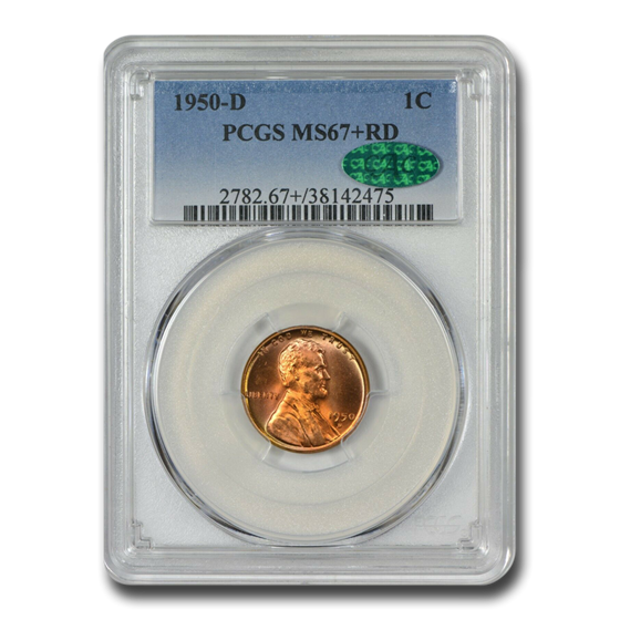1950-D Lincoln Cent MS-67+ PCGS CAC (Red) 1950-D Lincoln Cent MS-67+ PCGS CAC (Red)
