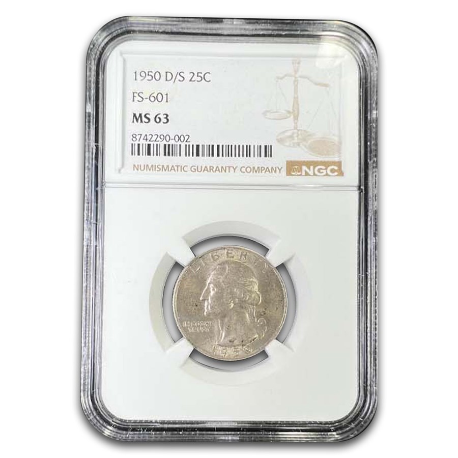 1950-D/S Washington Quarter MS-63 NGC