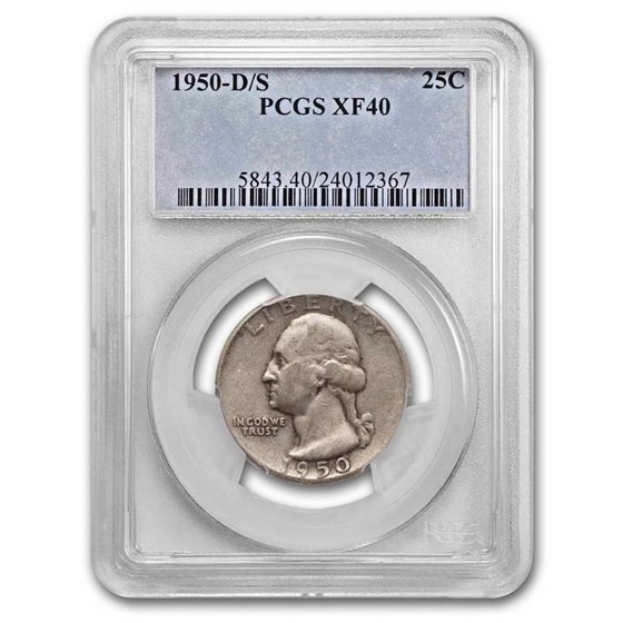 1950-D/S Washington Quarter XF-45 PCGS 1950-D/S Washington Quarter XF-45 PCGS