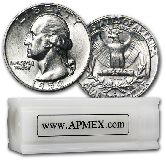 1950-D Washington Quarter 40-Coin Roll BU 1950-D Washington Quarter 40-Coin Roll BU