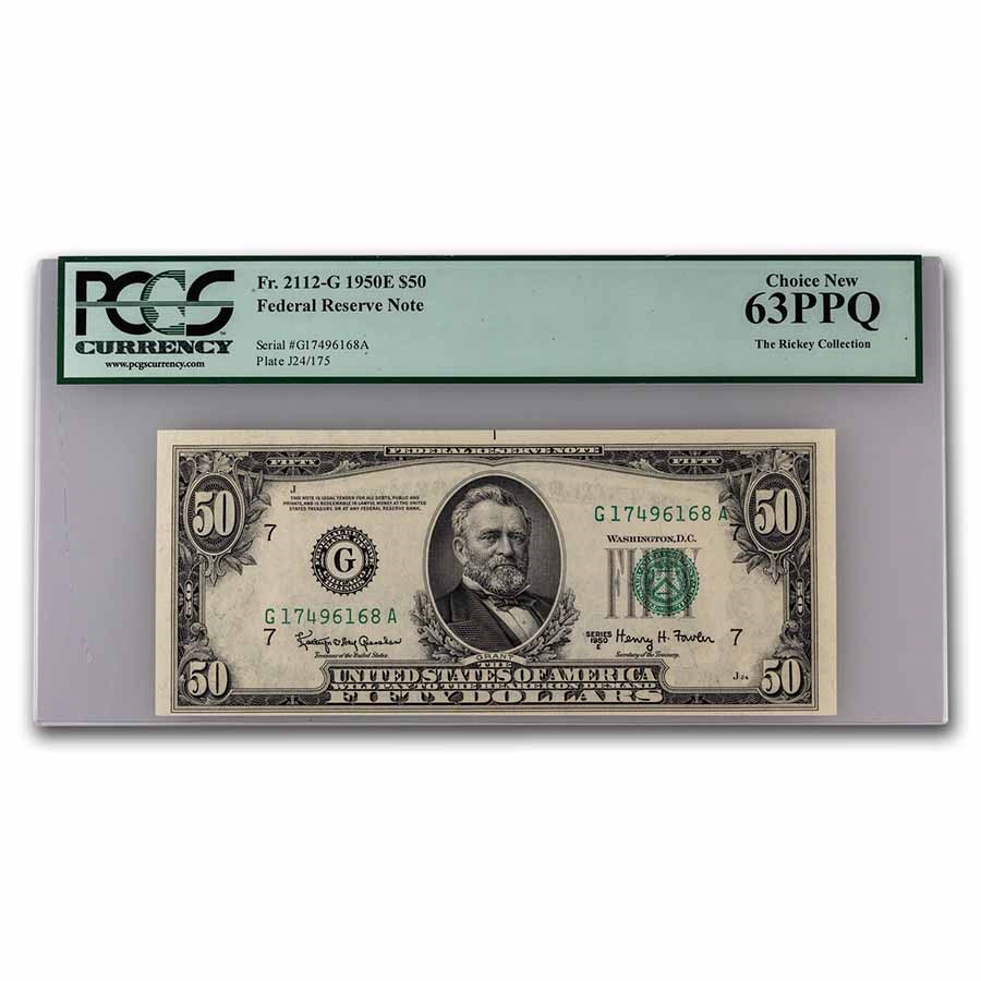 1950-E (G-Chicago) $50 FRN CH CU-63 PPQ PCGS (Fr#2112-G)