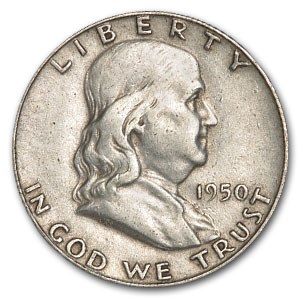 1950 Franklin Half Dollar Fine/XF