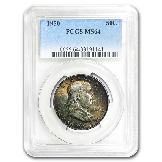 1950 Franklin Half Dollar MS-64 PCGS (Mint Set Toning) 1950 Franklin Half Dollar MS-64 PCGS (Mint Set Toning)