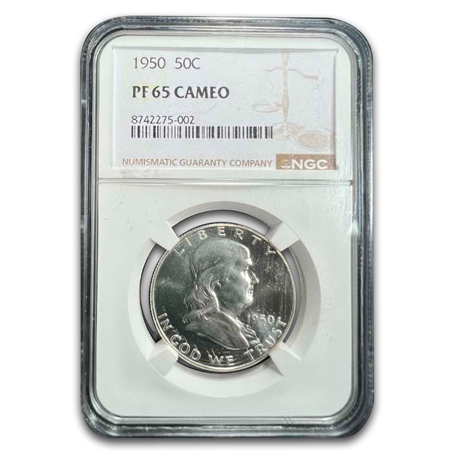 1950 Franklin Half Dollar PF-65 Cameo NGC