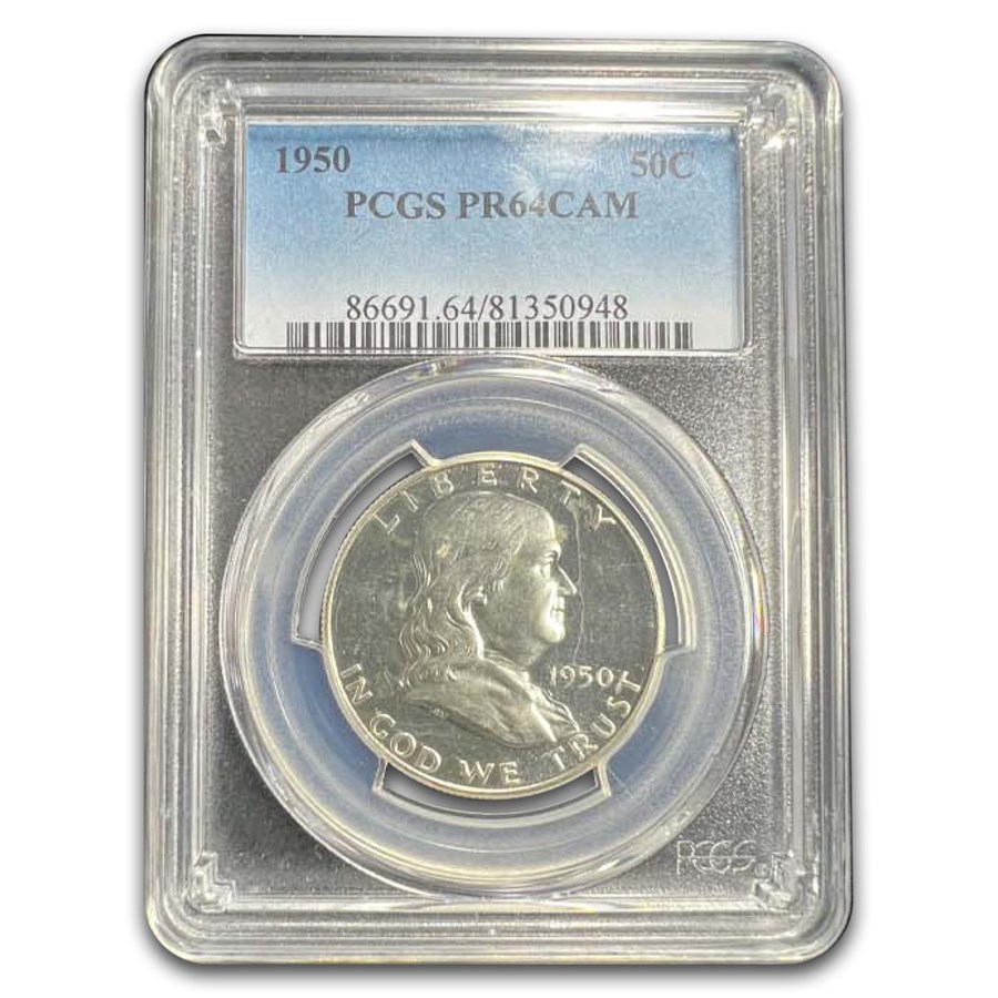 1950 Franklin Half Dollar PR-64 Cameo PCGS
