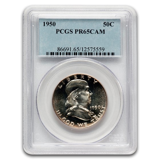 1950 Franklin Half Dollar PR-65 Cameo PCGS