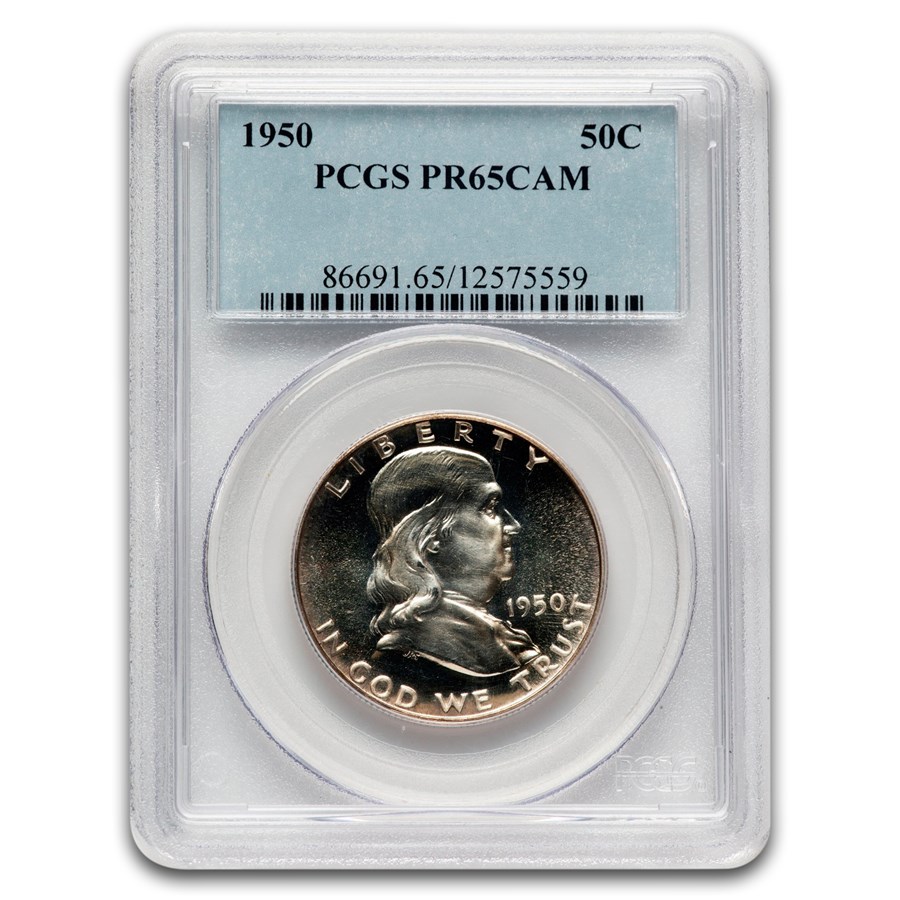 1950 Franklin Half Dollar PR-65 Cameo PCGS