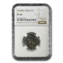 1950 India 2 Annas PF-63 NGC
