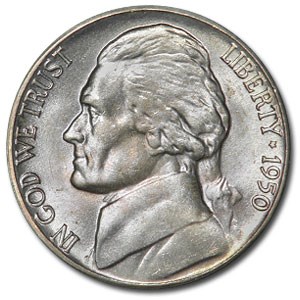 1950 Jefferson Nickel BU