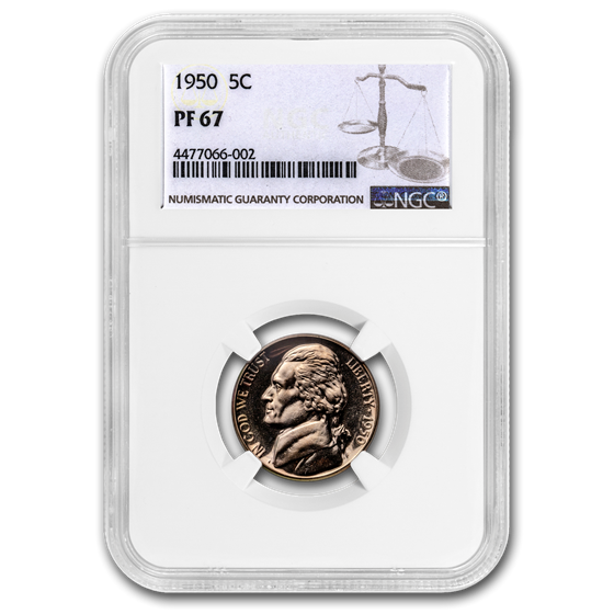 1950 Jefferson Nickel PF-67 NGC 1950 Jefferson Nickel PF-67 NGC