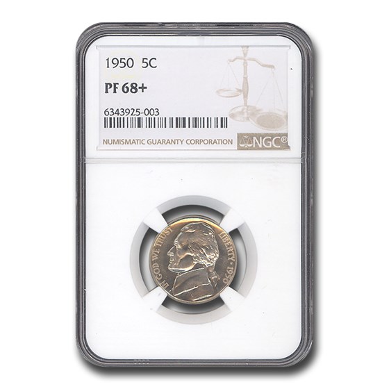 1950 Jefferson Nickel PF-68+ NGC 1950 Jefferson Nickel PF-68+ NGC