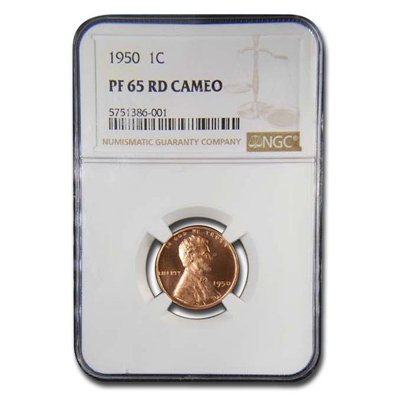 1950 Lincoln Cent PF-65 Cameo NGC (Red)