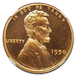 1950 Lincoln Cent PF-67 Cameo NGC (Red)