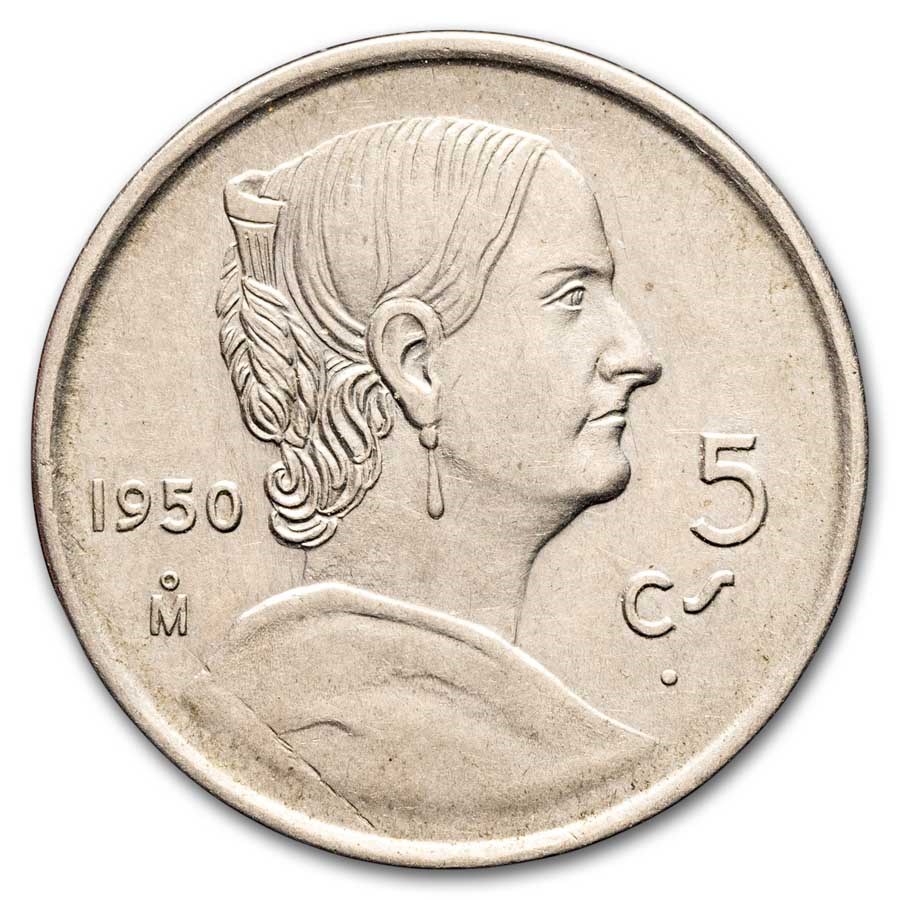 1950 Mexico Copper-Nickel 5 Centavos Avg Circ