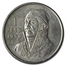 1950 Mexico Silver 1 Peso Avg Circ (ASW .1286 oz)