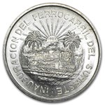 1950 Mexico Silver 5 Pesos Southern Railroad AU