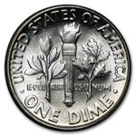 1950 Roosevelt Dime 50-Coin Roll BU