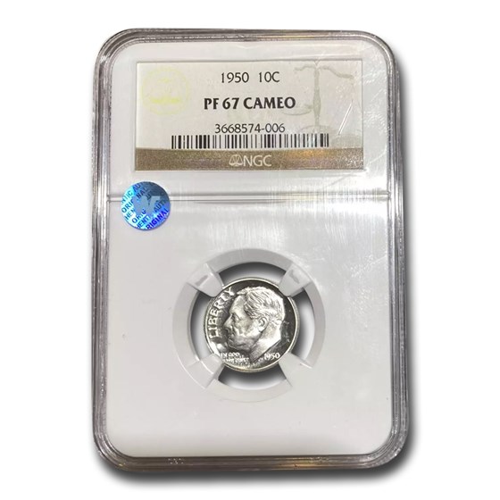 1950 Roosevelt Dime PF-67 Cameo NGC 1950 Roosevelt Dime PF-67 Cameo NGC