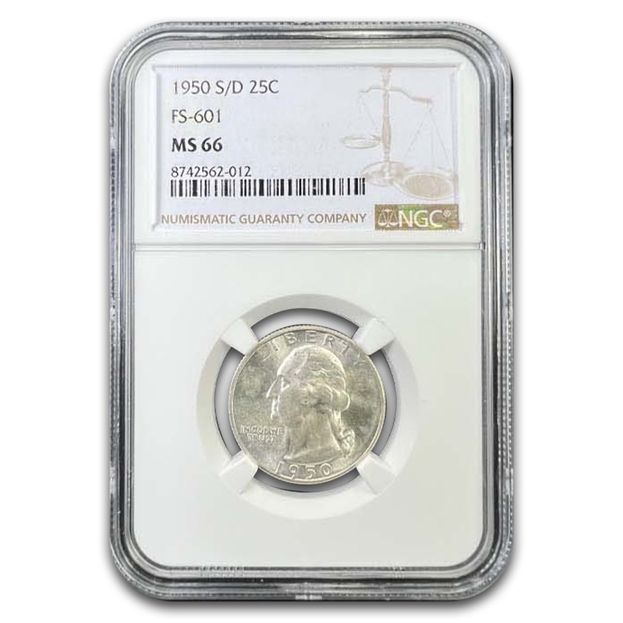 1950-S/D Washington Quarter MS-66 NGC (FS-601)