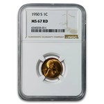 1950-S Lincoln Cent MS-67 NGC (Red)