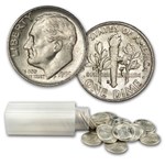 1950-S Roosevelt Dime 50-Coin Roll AU