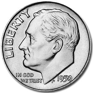 1950-S Roosevelt Dime BU