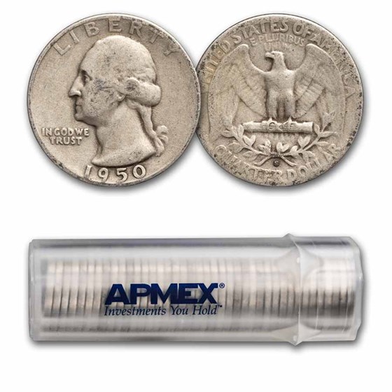 1950-S Washington Quarter 40-Coin Roll Avg Circ 1950-S Washington Quarter 40-Coin Roll Avg Circ