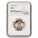 1950-S Washington Quarter MS-67 NGC (Toned)