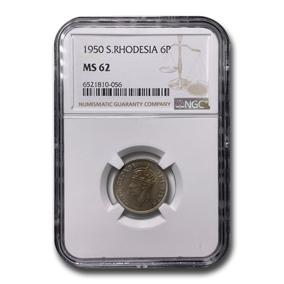 1950 Southern Rhodesia Sixpence MS-62 NGC 1950 Southern Rhodesia Sixpence MS-62 NGC