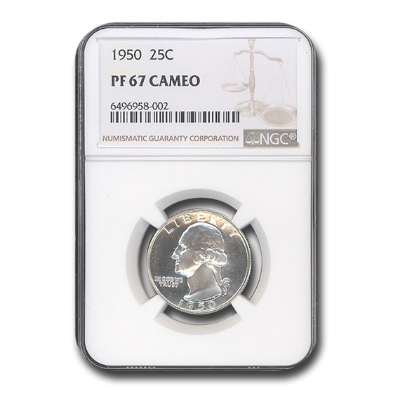 1950 Washington Quarter PF-67 Cameo NGC 1950 Washington Quarter PF-67 Cameo NGC