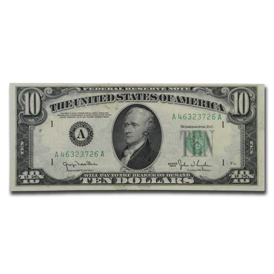 1950's $10 FRN AU/CU