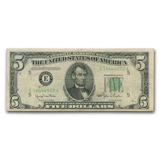 1950s $5.00 FRN VG/AU 1950s $5.00 FRN VG/AU