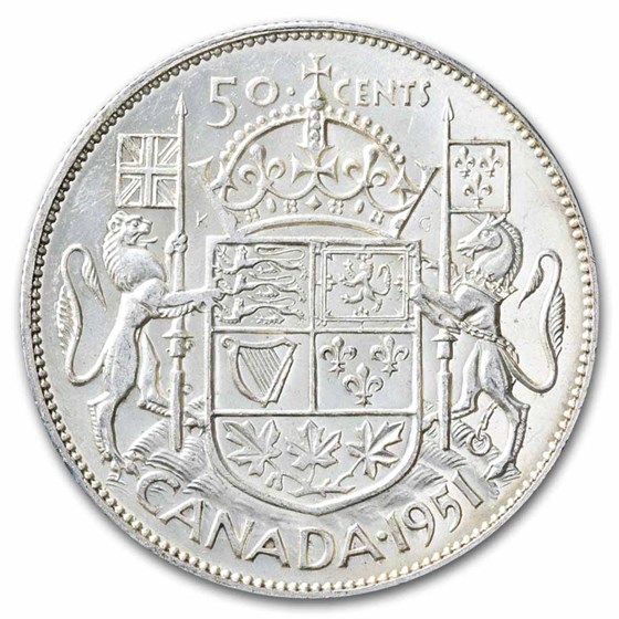 1951 Canada Silver 50 Cents George VI AU 1951 Canada Silver 50 Cents George VI AU