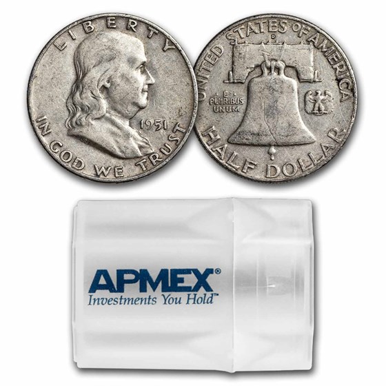 1951-D Franklin Half Dollar 20-Coin Roll Avg Circ 1951-D Franklin Half Dollar 20-Coin Roll Avg Circ