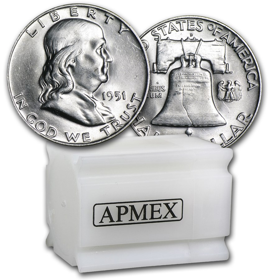 1951-D Franklin Half Dollar 20-Coin Roll BU