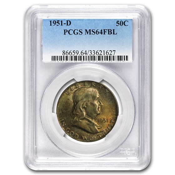1951-D Franklin Half Dollar MS-64 PCGS (FBL) 1951-D Franklin Half Dollar MS-64 PCGS (FBL)