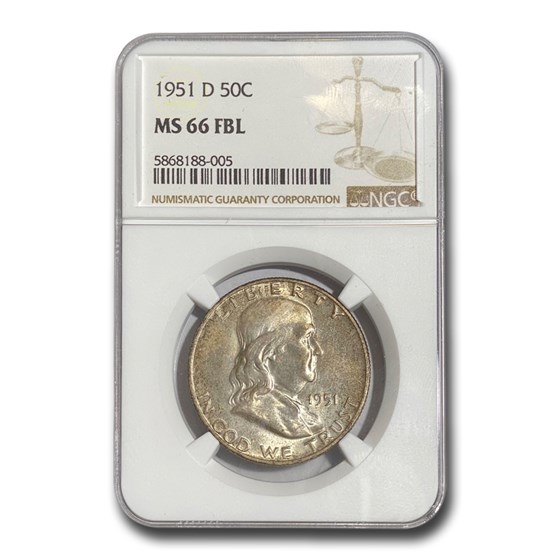 1951-D Franklin Half Dollar MS-66 NGC (FBL) 1951-D Franklin Half Dollar MS-66 NGC (FBL)