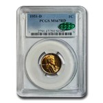 1951-D Lincoln Cent MS-67 PCGS CAC (Red)