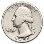 1951-D Washington Quarter 40-Coin Roll Avg Circ