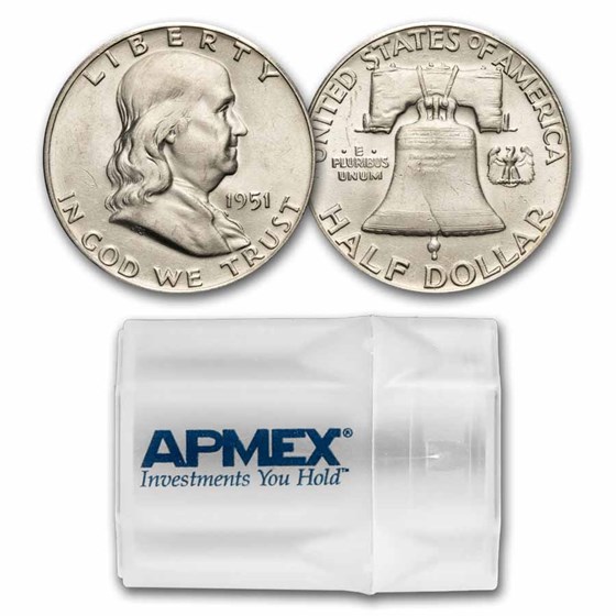 1951 Franklin Half Dollar 20-Coin Roll AU 1951 Franklin Half Dollar 20-Coin Roll AU