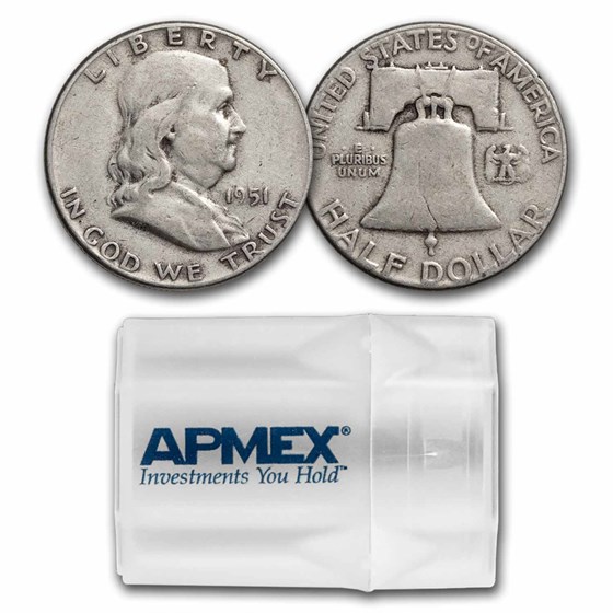 1951 Franklin Half Dollar 20-Coin Roll Avg Circ 1951 Franklin Half Dollar 20-Coin Roll Avg Circ