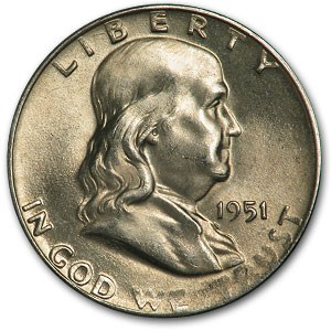 1951 Franklin Half Dollar BU (Greased Die Error)