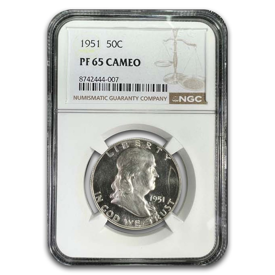 1951 Franklin Half Dollar PF-65 Cameo NGC