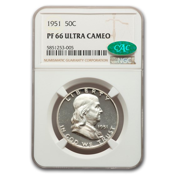 1951 Franklin Half Dollar PF-66 UCAM NGC CAC 1951 Franklin Half Dollar PF-66 UCAM NGC CAC