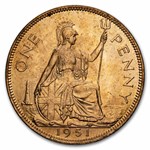 1951 Great Britain Bronze Penny BU (Red/Brown)